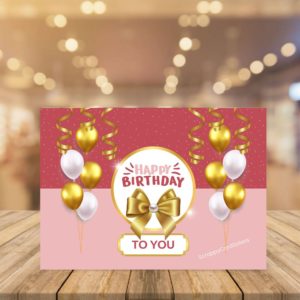 Happy Birthday Balloon Card – Pink (5×7)