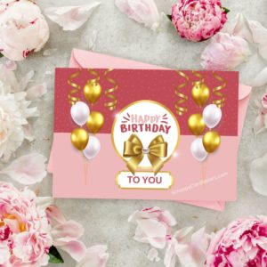 Happy Birthday Balloon Card – Pink (5×7)