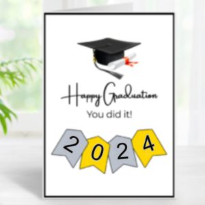 Happy Graduation Card | Silver & Gold Color | 5×7